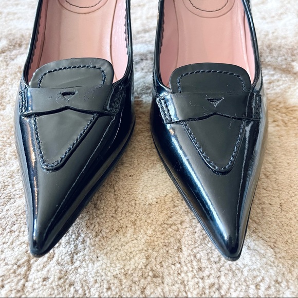 Miu Miu Black Patent Leather Pointy Toe Heels Size 37 1/2 - Picture 6 of 14